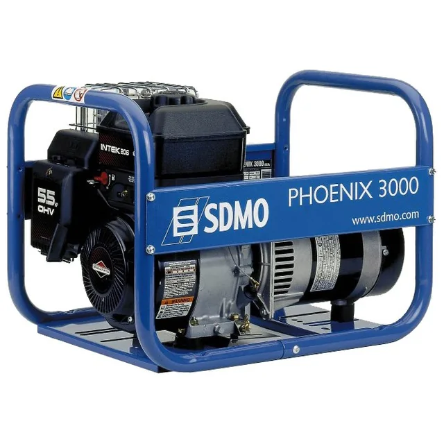 SDMO Phoenix 3000 колеса (3,4 кВА, 220В, 44 кг, двигатель Intek OHV, колеса)