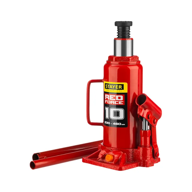 Домкрат бутылочный STAYER 43160-10 "RED FORCE" (10 т - 230/460 мм)